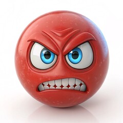 Angry Red Emoticon - Furious Emoji with Gritted Teeth