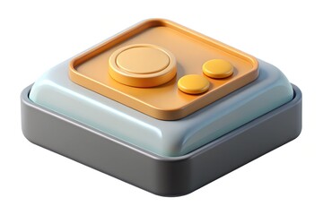 Modern square storage box with orange tray and small round items