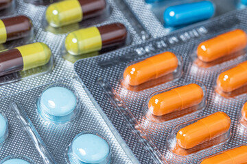 Variety of medicines and drugs.Medicine and healthcare concept.Variety of medicines and...