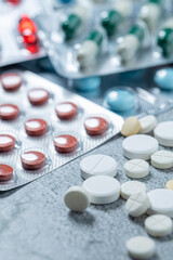 Variety of medicines and drugs.Medicine and healthcare concept.Variety of medicines and...