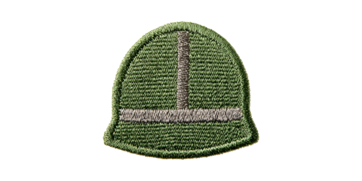 Green Embroidered Patch With Vertical And Horizontal Stripes. Military Insignia Or Badge Design Isolated On Transparent Background