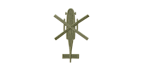 Embroidered Military Helicopter Patch Design. Aviation And Tactical Gear Symbolism Isolated On Transparent Background