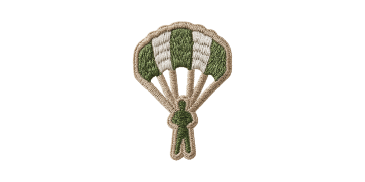 Parachute Embroidered Patch. Military And Aviation Symbolism Isolated On Transparent Background