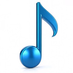 Shiny Blue Music Note Icon with 3D Metallic Effect for Audio Apps, Music Platforms, Sound Design and Digital Media Projects