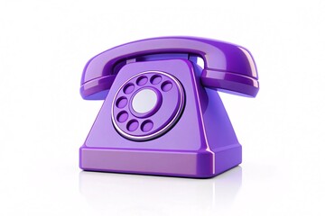 Purple Vintage Rotary Telephone Isolated on White Background | Retro Communication Icon | 3D Render