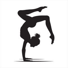Silhouette of Woman in Complex Yoga Pose Strength, Flexibility, and Grace in Motion