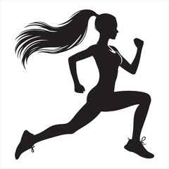 Silhouette of a woman running, representing fitness and healthy lifestyle.