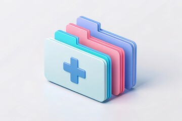 Medical File Folders with Cross Symbol - Healthcare Document Organization and Patient Records