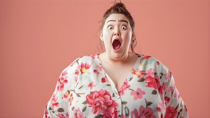 驚きの表情を見せる大柄な女性6Generative AI