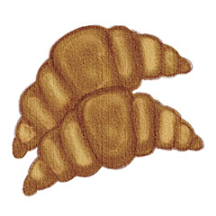 digital watercolor drawing of a croissant with a transparent background