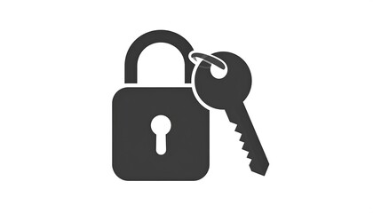 A simple, dark gray padlock with a key