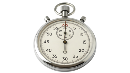 Stopwatch timer clock time countdown seconds minutes measurement tool equipment instrument urgency deadline isolated on transparent background
