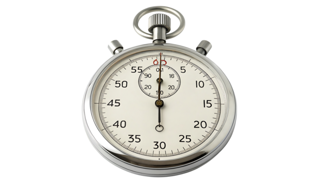 Stopwatch timer clock time countdown seconds minutes measurement tool equipment instrument urgency deadline isolated on transparent background