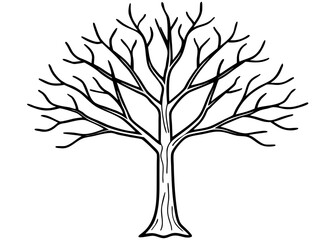 Obraz premium A bare tree with sparse branches rendered in a single continuous black line style. This minimalist vector illustration symbolizes winter or autumn.