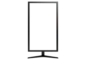 A Modern Vertical Blank Screen Monitor, Cut Out, Clipping Path Isolated on a Transparent PNG Background.