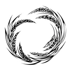 Obraz premium Circular design of dark, stylized wheat stalks in a swirling pattern