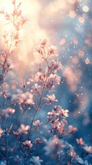 Fototapeta premium Blooming Flower Branch with Sparkling Light and Dreamy Atmosphere