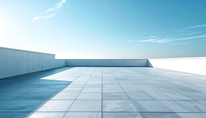 Obraz premium Minimalist Rooftop with Clear Sky Above Subtle Lighting Angles