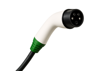 Ev charger type connector plug electric vehicle charging station cable j1772 adapter evse plug white isolated on transparent background