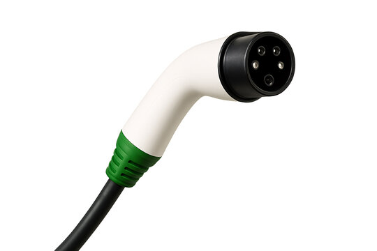 Ev charger type connector plug electric vehicle charging station cable j1772 adapter evse plug white isolated on transparent background