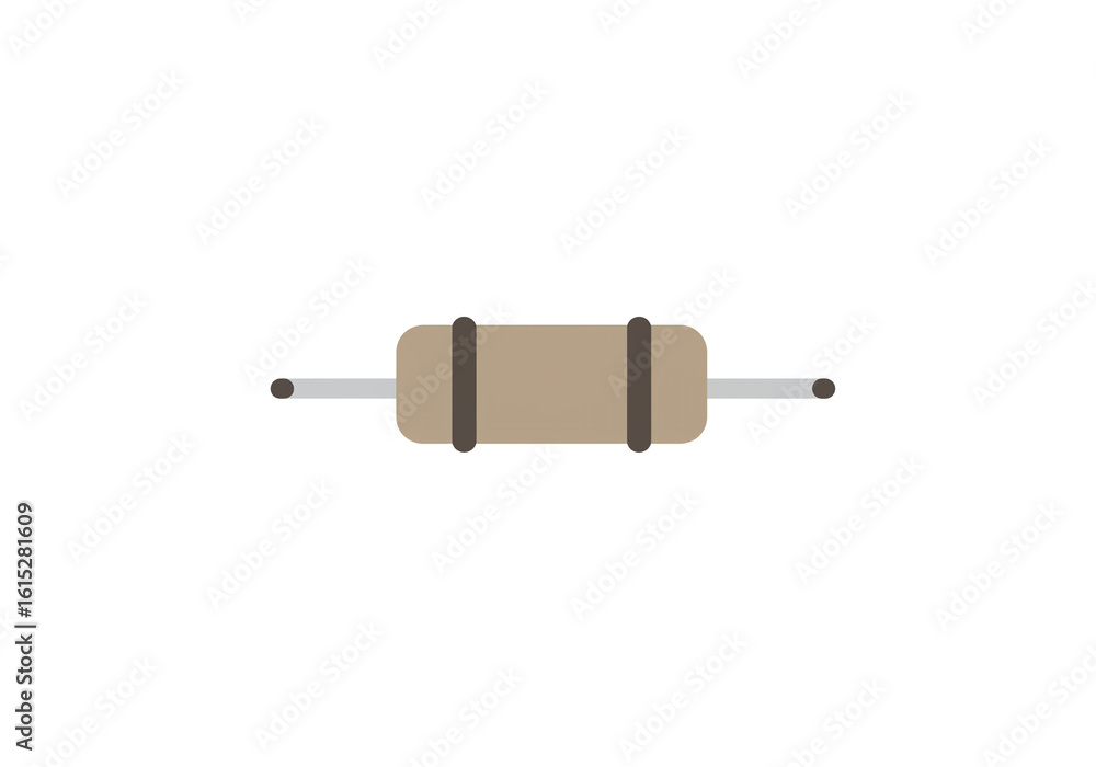 Poster a simplified illustration of a resistor component with bands on a white background view