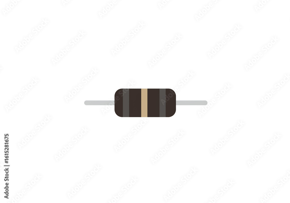 Poster a single resistor with brown and tan bands isolated on a white background in a centered view