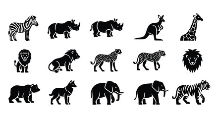 Naklejka premium Vector silhouette illustration graceful silhouette of a spotted cheetah or leopard walking, isolated on a white background