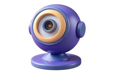 Cute cartoon purple webcam with large eye and round base