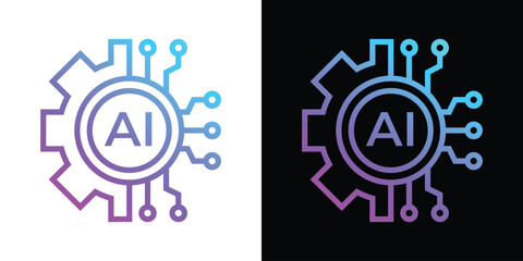 Artificial Intelligence AI Chip in Human Brain. Artificial Intelligence icon with Machine learning, digital skills, generative AI, AI technology, algorithm, virtual intelligence and future