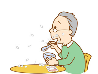 身体機能の低下、食べこぼしをする