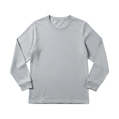 Fototapeta premium A blank grey long-sleeved t-shirt mockup isolated on a clean white background. Casual apparel template for design presentation or online store.