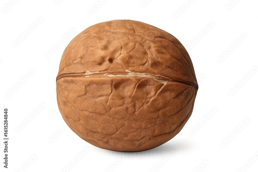 Poster walnut kernel revealing intricate shell texture, isolated against transparent backdrop, highlighting