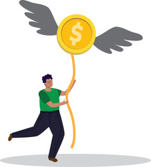 Dollar Icon Cash Coins Money Management Financial Growth Concept Design Vector Art Illustration