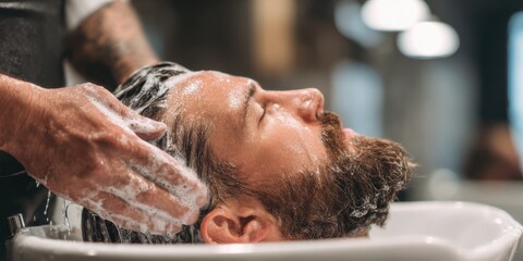 Professional haircut and wash experience for a man in a modern barbershop during daytime