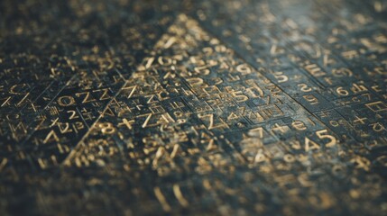 Ancient Engraved Mathematical Equations and Alphanumeric Symbols Texture