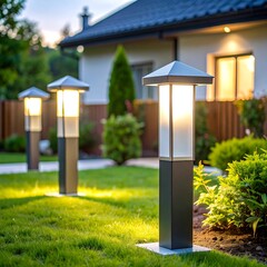 Outdoor garden lights at dusk