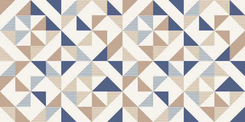 Retro style diagonal stripes and angular shapes. quilt blocks design, seamless repeating vector pattern, Abstract simple geometric background for fabric, textile design or interior decoration. colors