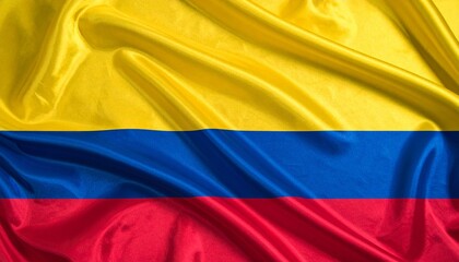 Fototapeta premium Colombian flag with vibrant yellow, blue, and red bands—symbolizing richness, liberty, and sacrifice in a unified nation shaped by history and cultural depth.
