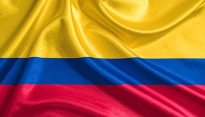 Obraz premium Colombian flag with vibrant yellow, blue, and red bands—symbolizing richness, liberty, and sacrifice in a unified nation shaped by history and cultural depth.