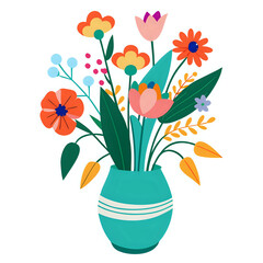 vase with flowers, vector illustration white background