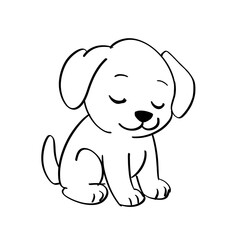 Cute Dog Line Art for Coloring Book