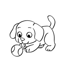 Happy Puppy Coloring Page for Kids