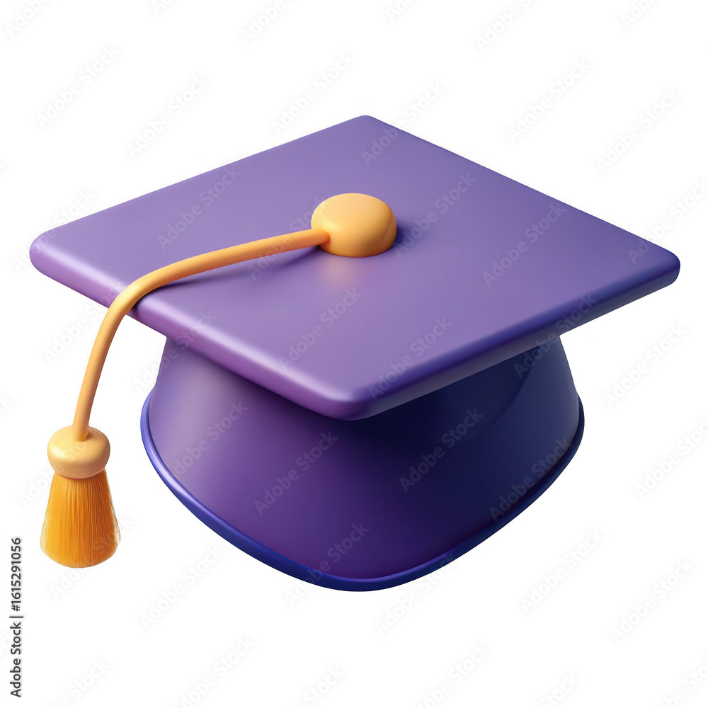 Poster 3d graduation cap with tassel isolated on transparent background