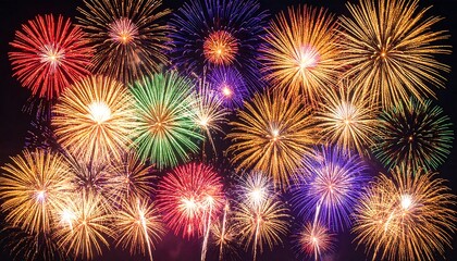 Colorful fireworks exploding in the night sky