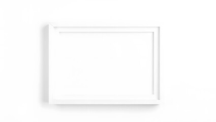 The image features a simple white square frame hanging on a light-colored wall. The frame boasts a clean, modern design, creating a minimalist aesthetic that can suit various interior styles.