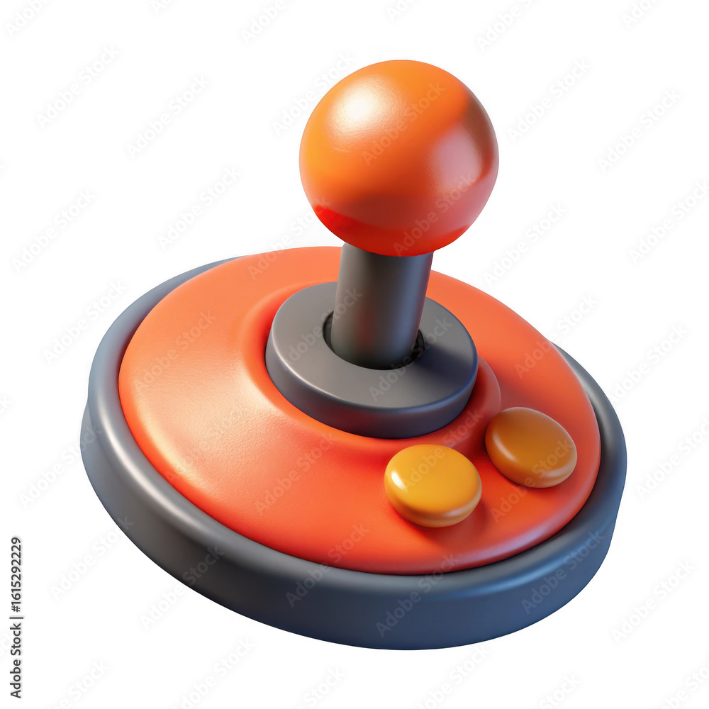 Poster 3d retro joystick controller isolated on transparent background
