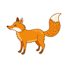 Obraz premium Illustration of a cartoon fox standing playfully on a white background 