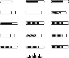 Loading Bar Progress Indicators Set - Interface and Download Status Icons