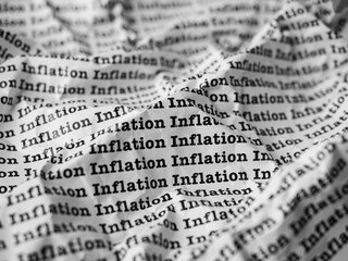 Words Inflation Seamless print on crumpled paper for business background.