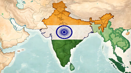 india map with flag, 15 august & 6th january banner & template